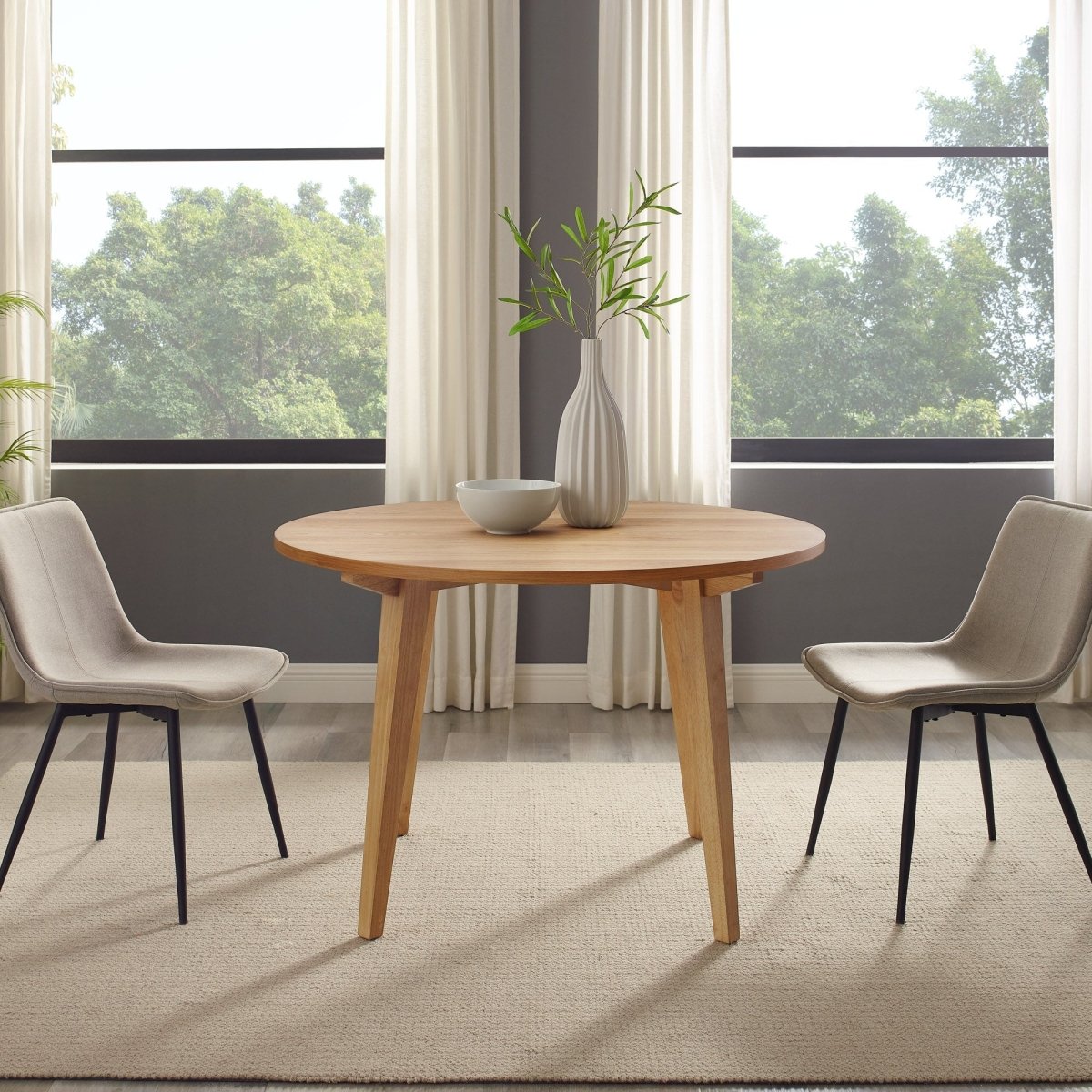 Walker Edison Kochi Minimalist Solid Wood Round Dining Table