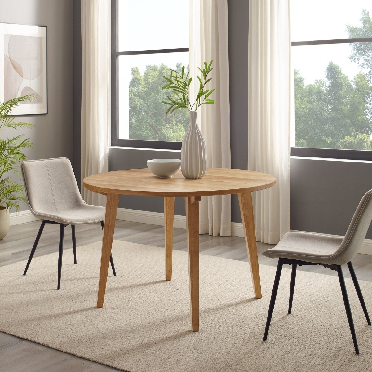 Walker Edison Kochi Minimalist Solid Wood Round Dining Table
