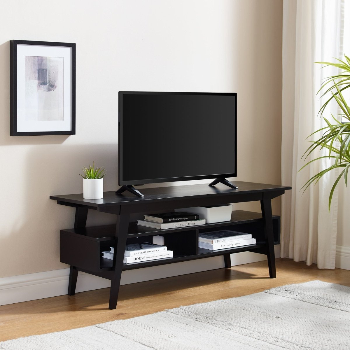 Walker Edison Kochi Minimalist Solid Wood TV Stand