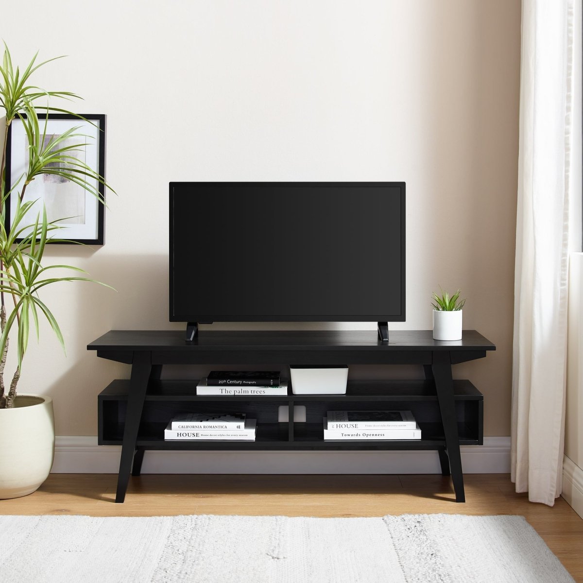 Walker Edison Kochi Minimalist Solid Wood TV Stand