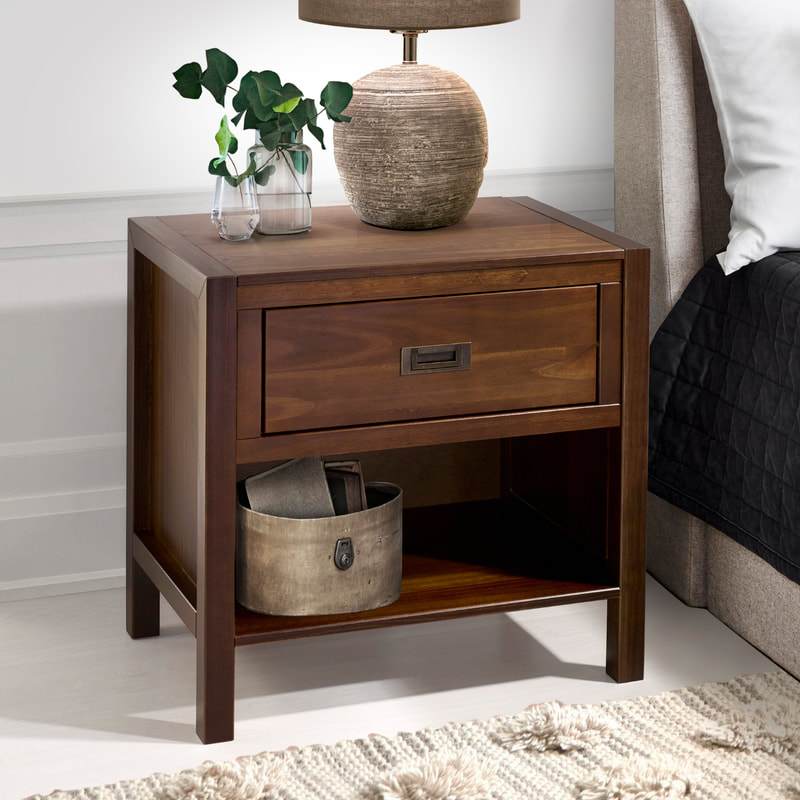 Walker Edison Lydia Solid Wood Modern Contemporary Nightstand