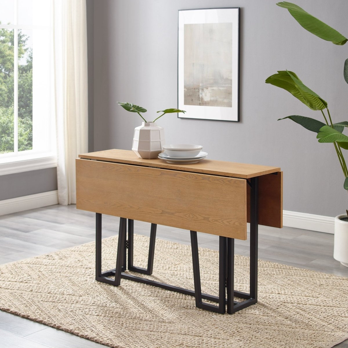 Walker Edison Memphis 47" Modern Drop - Leaf Dining Table