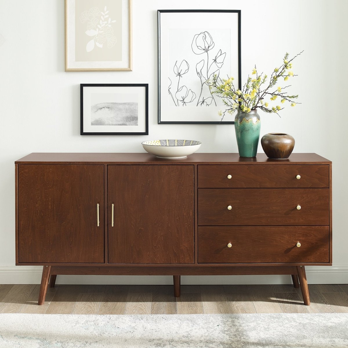 Walker Edison Mid - Century 70" Modern Console Buffet Sideboard