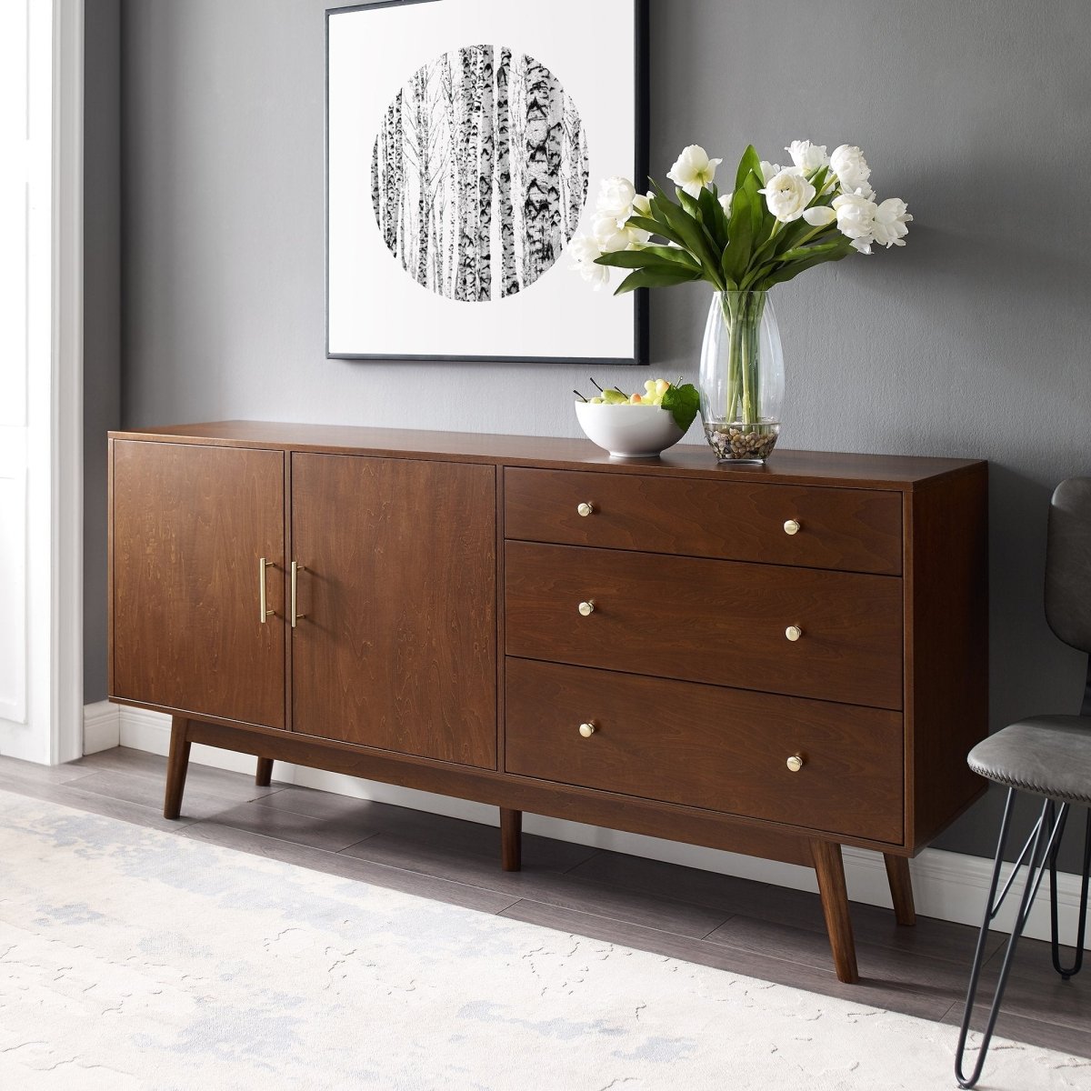 Walker Edison Mid - Century 70" Modern Console Buffet Sideboard