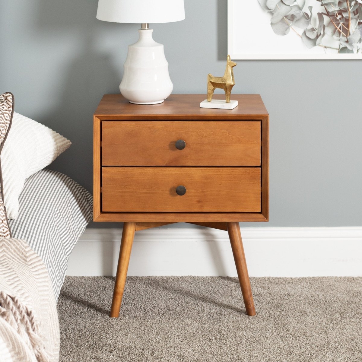 Walker Edison Mid - Century Solid Wood Nightstand Collection (1 or 2 Drawer)