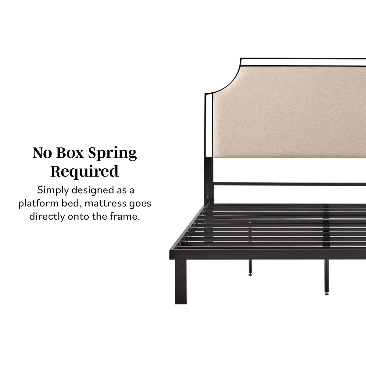 Walker Edison Mimi Upholstered Traditional Metal Queen Bed