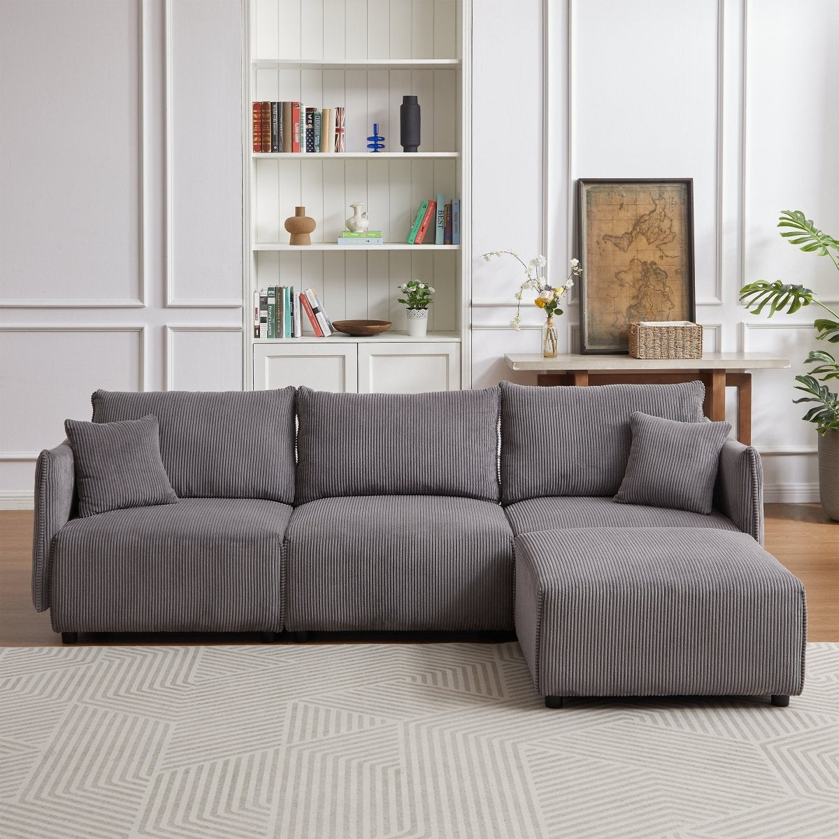 Walker Edison Minimalist Modular Cloud Couch with Chaise