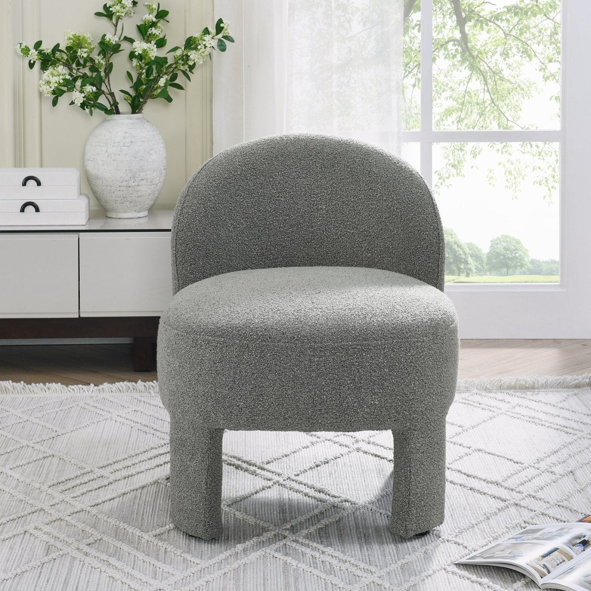 Walker Edison Minimalist Plush Accent Chair, Gray