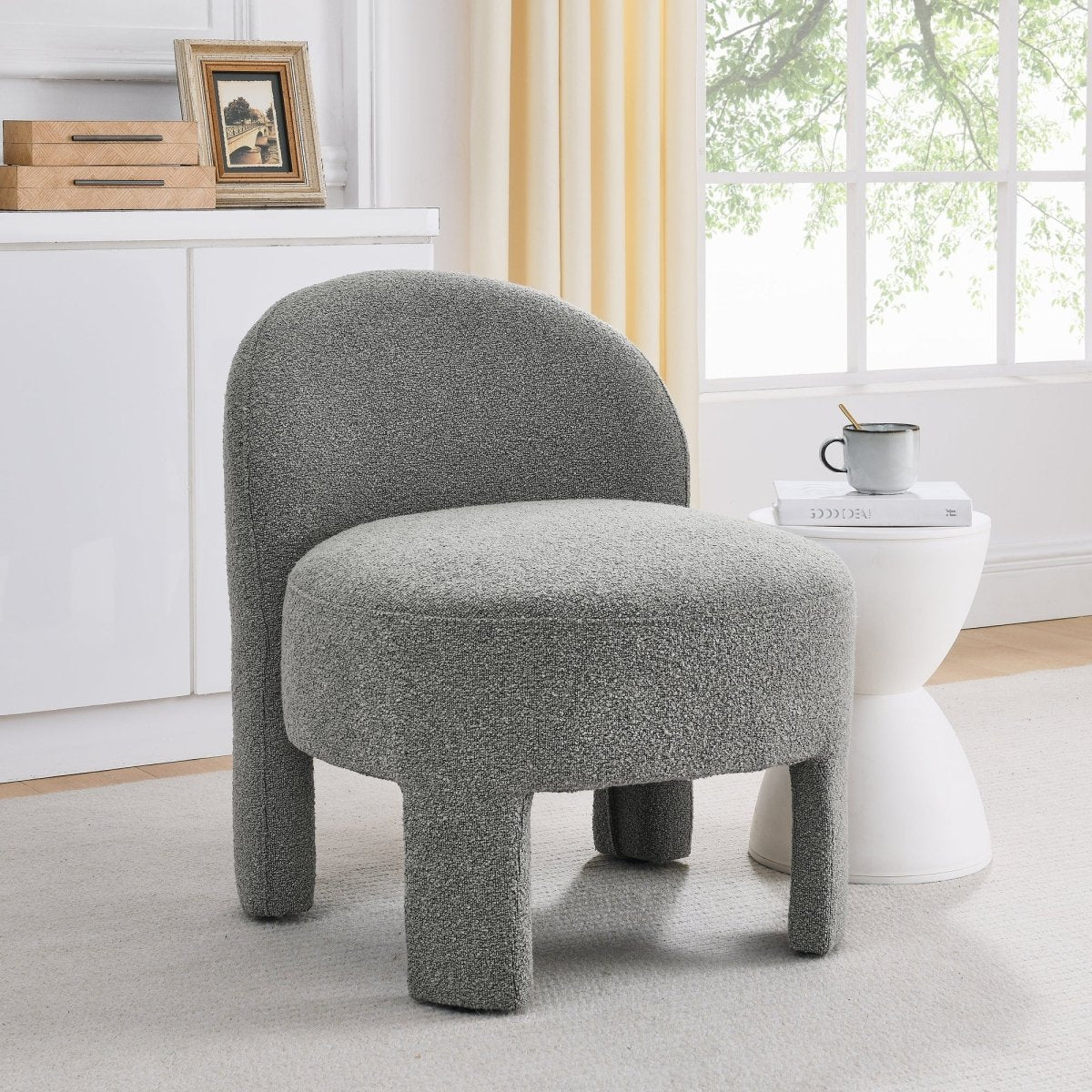 Walker Edison Minimalist Plush Accent Chair, Gray