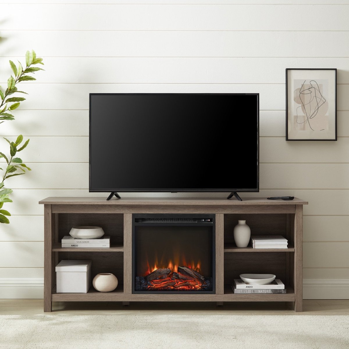 Walker Edison Mission - Style Fireplace TV Stand for TVs up to 65”