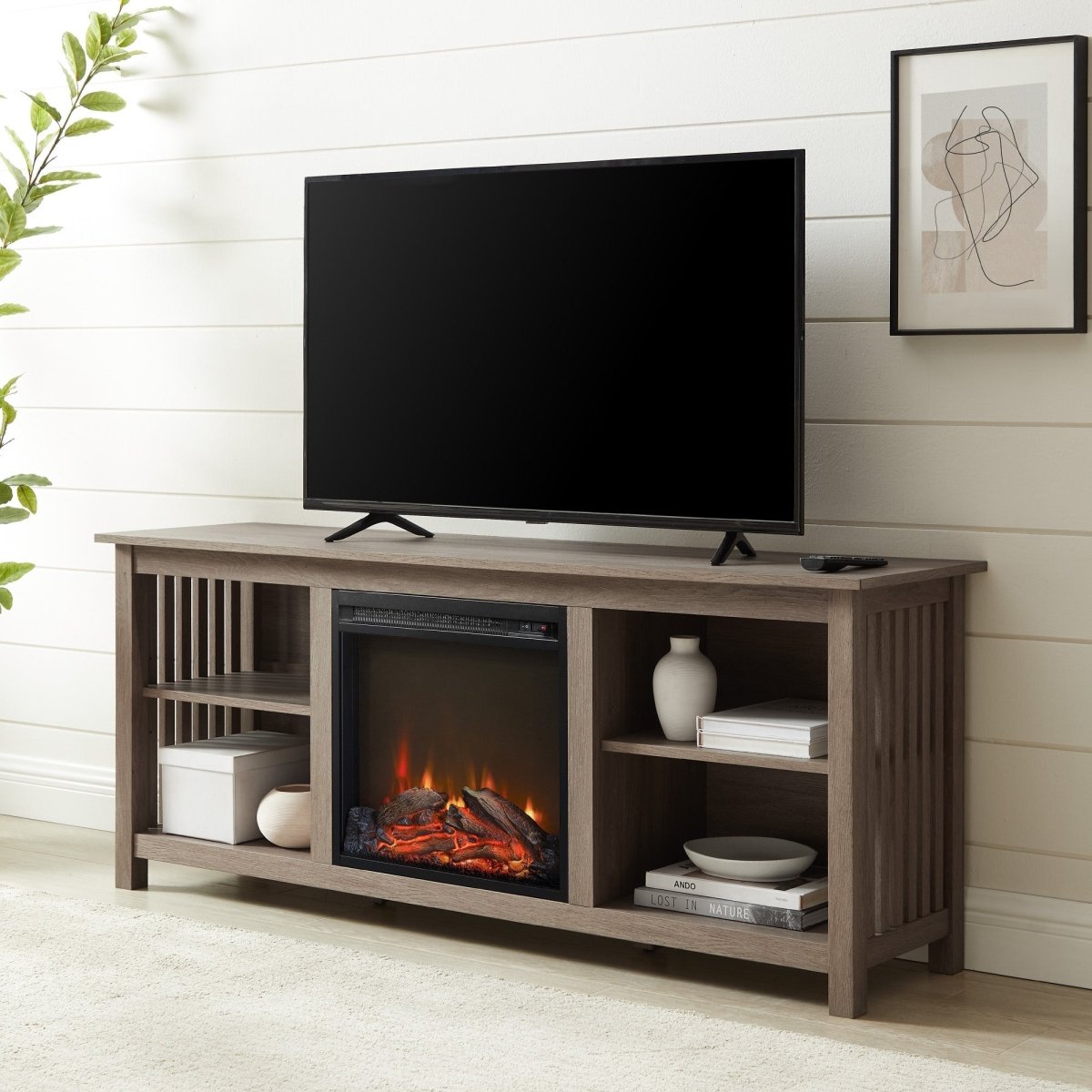 Walker Edison Mission - Style Fireplace TV Stand for TVs up to 65”