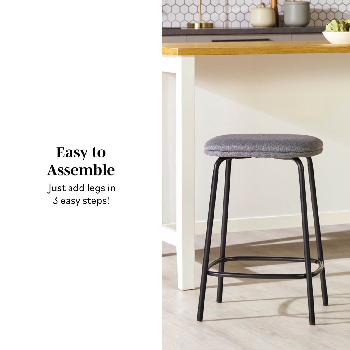 Walker Edison Mutt Simple Counter Stool with Upholstered Seat, Set of 2