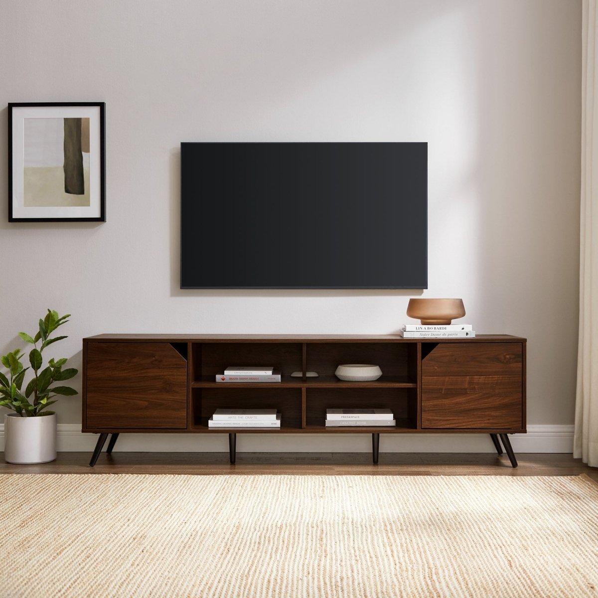 Walker Edison Noah Mid - Century Modern Angular TV Stand Collection