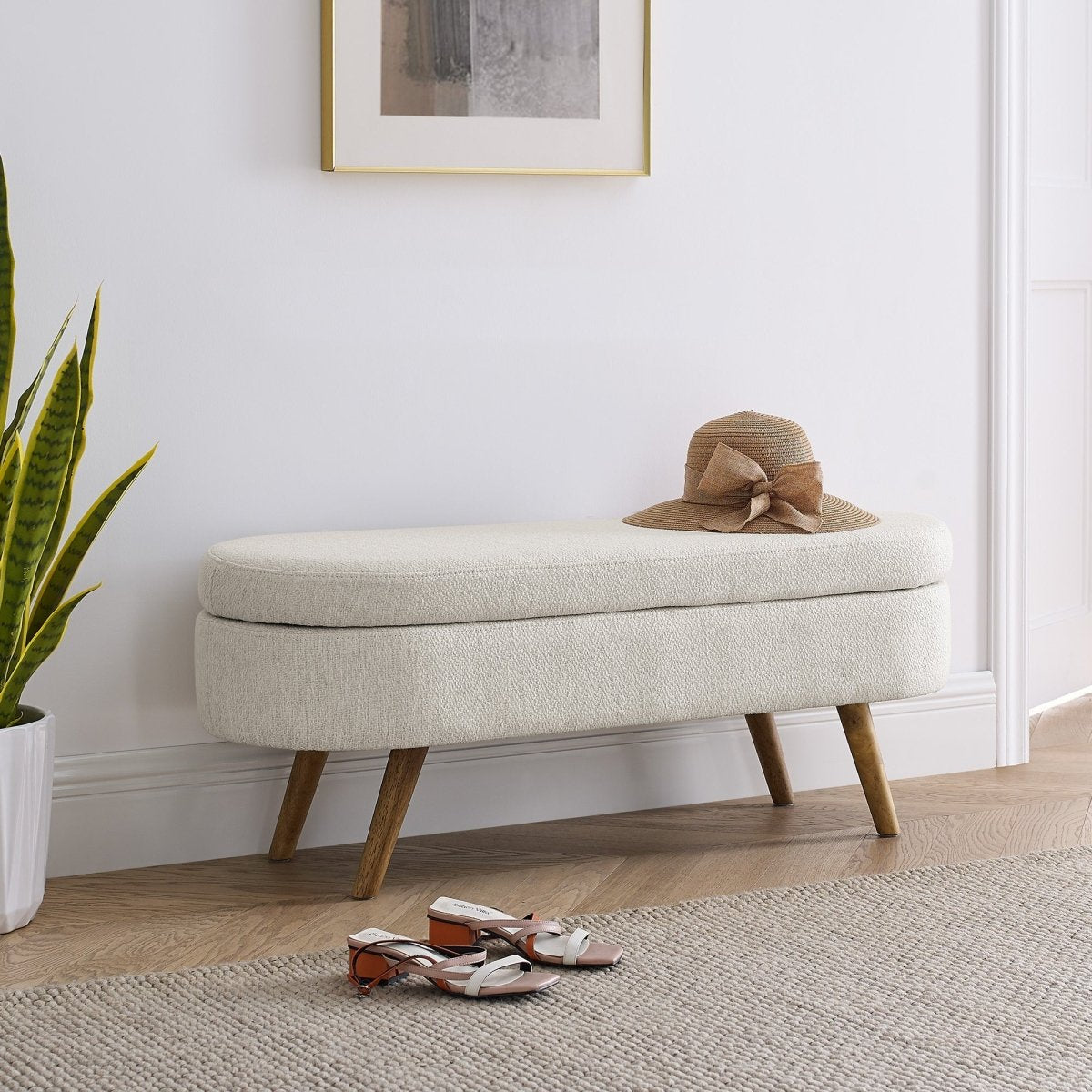 Walker Edison Ottoman Oval Storage Bench