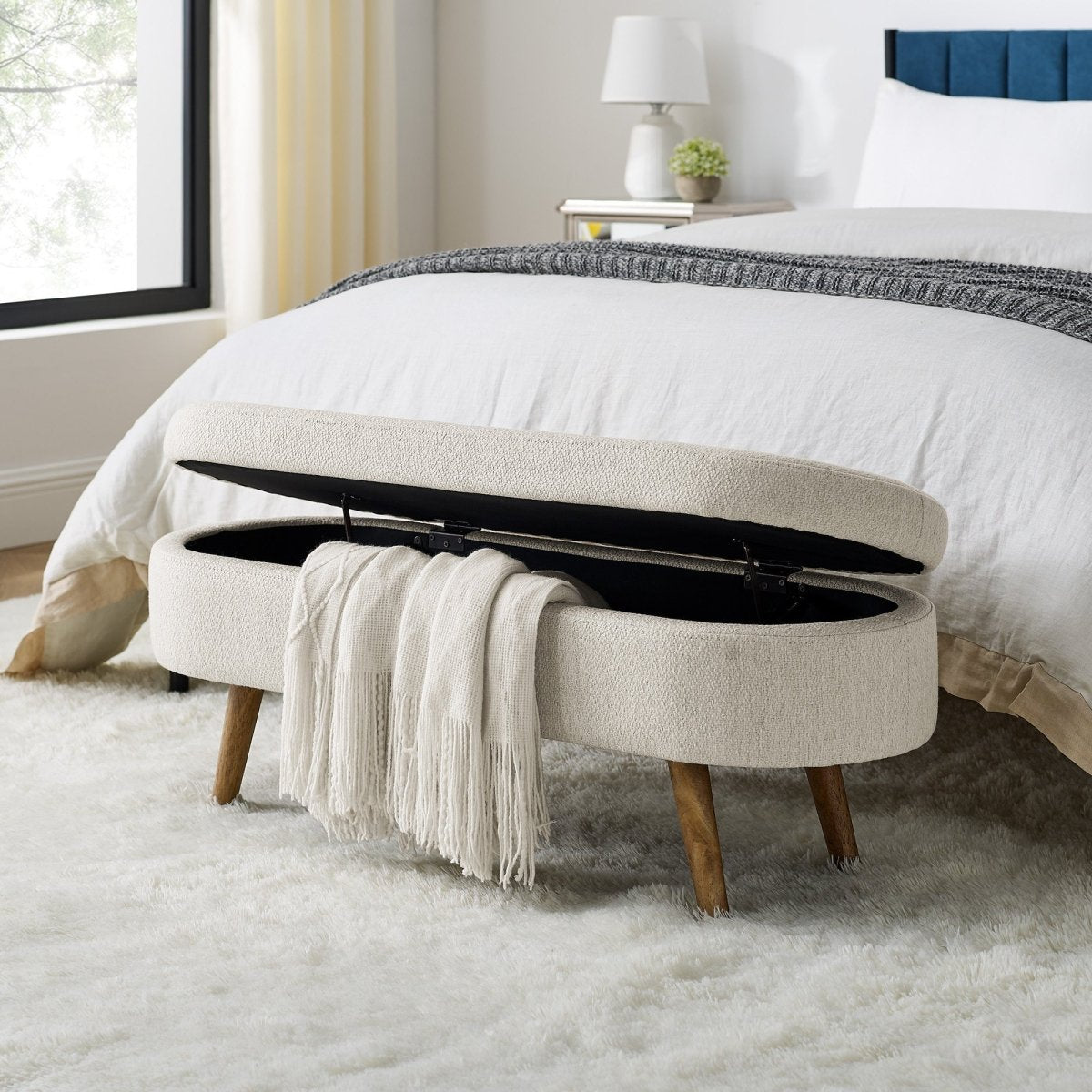 Walker Edison Ottoman Oval Storage Bench