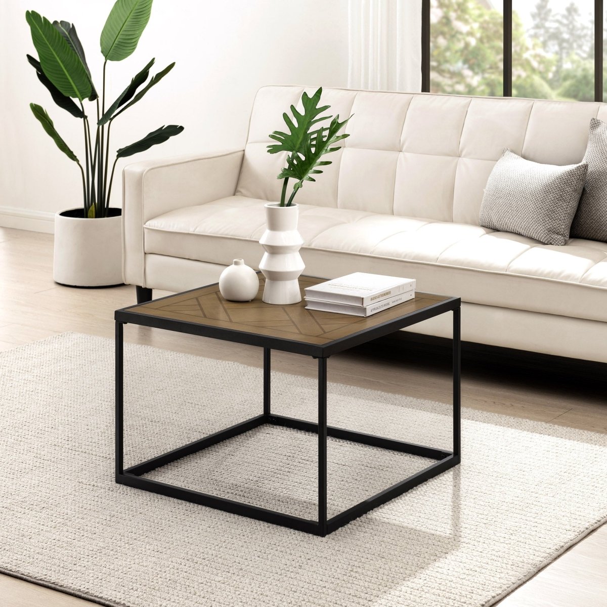 Walker Edison Parquet 25" Square Coffee Table