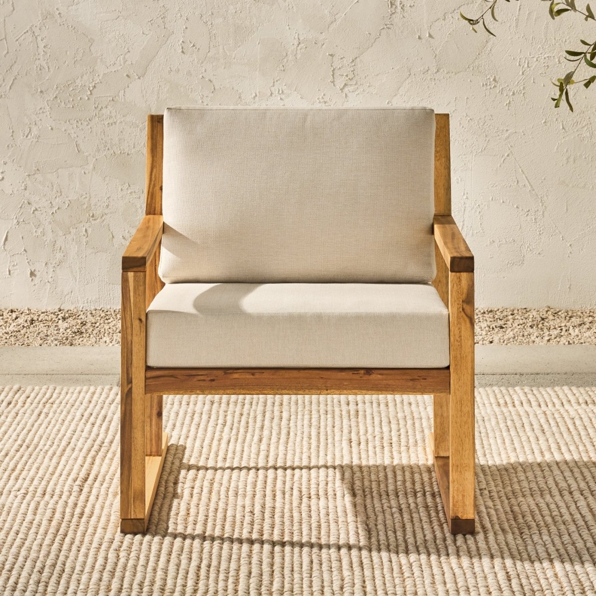 Walker Edison Prenton Modern Solid Wood Outdoor Club Chair