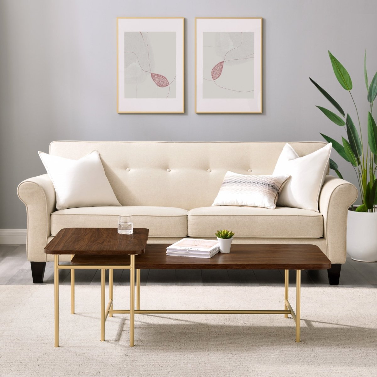 Walker Edison Reema 2 - Piece Modern Nesting Coffee Table