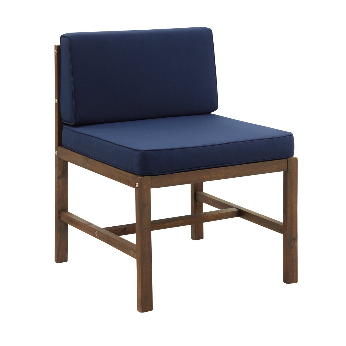Walker Edison Sanibel Modular Acacia Wood Armless Chair - Weather - Resistant Outdoor Lounge Seating