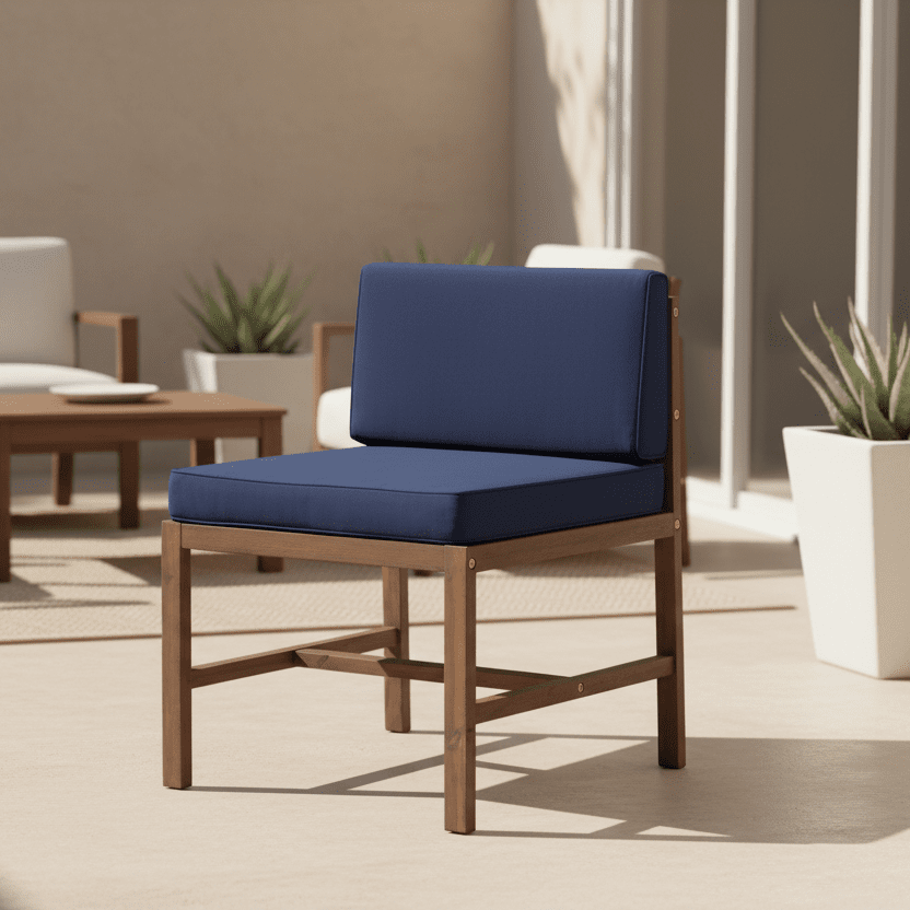 Walker Edison Sanibel Modular Acacia Wood Armless Chair - Weather - Resistant Outdoor Lounge Seating