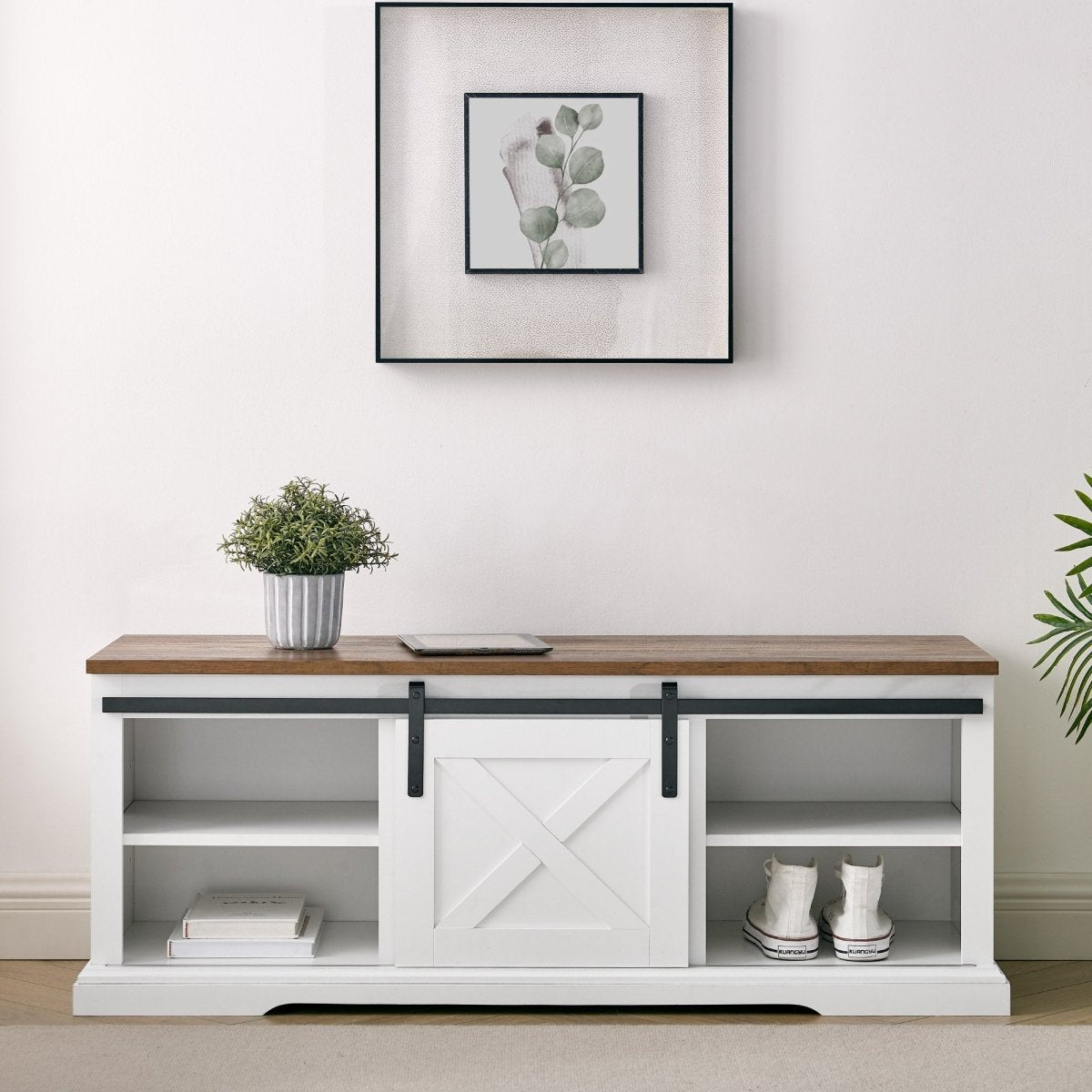 Walker Edison Sliding Barn Door Entry Bench