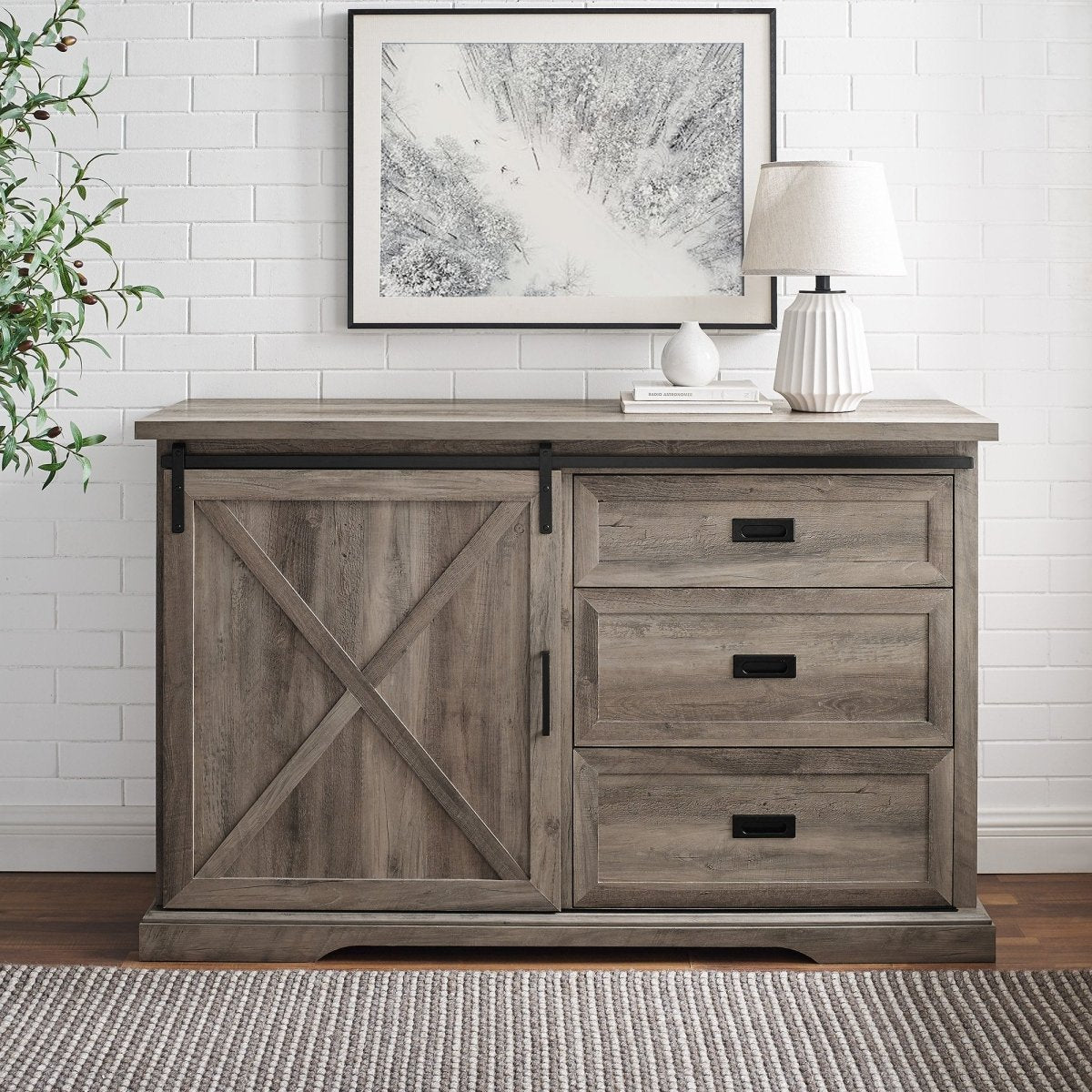 Walker Edison Sliding X Barn Door Sideboard