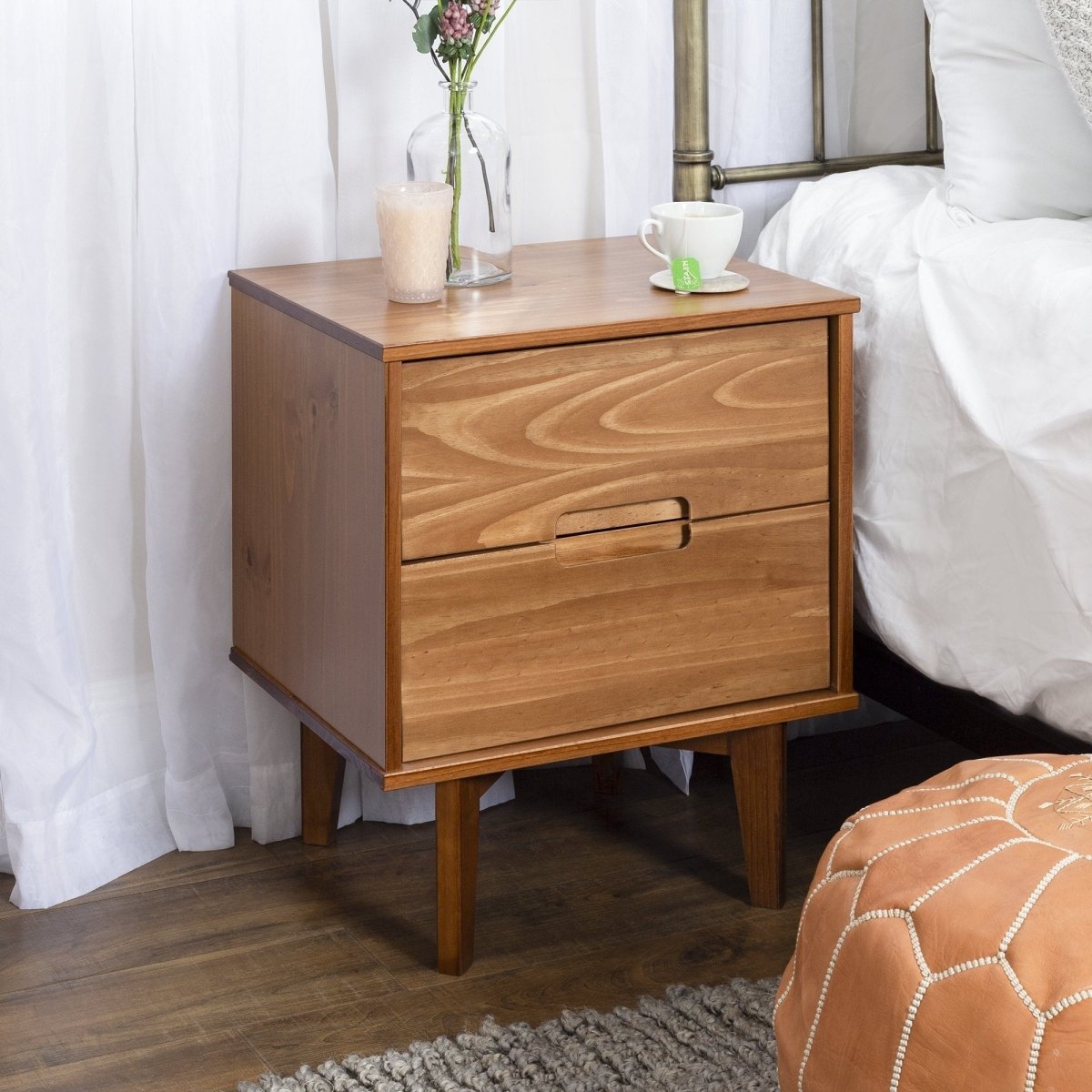 Walker Edison Sloane Mid Century Modern Solid Wood Nightstand