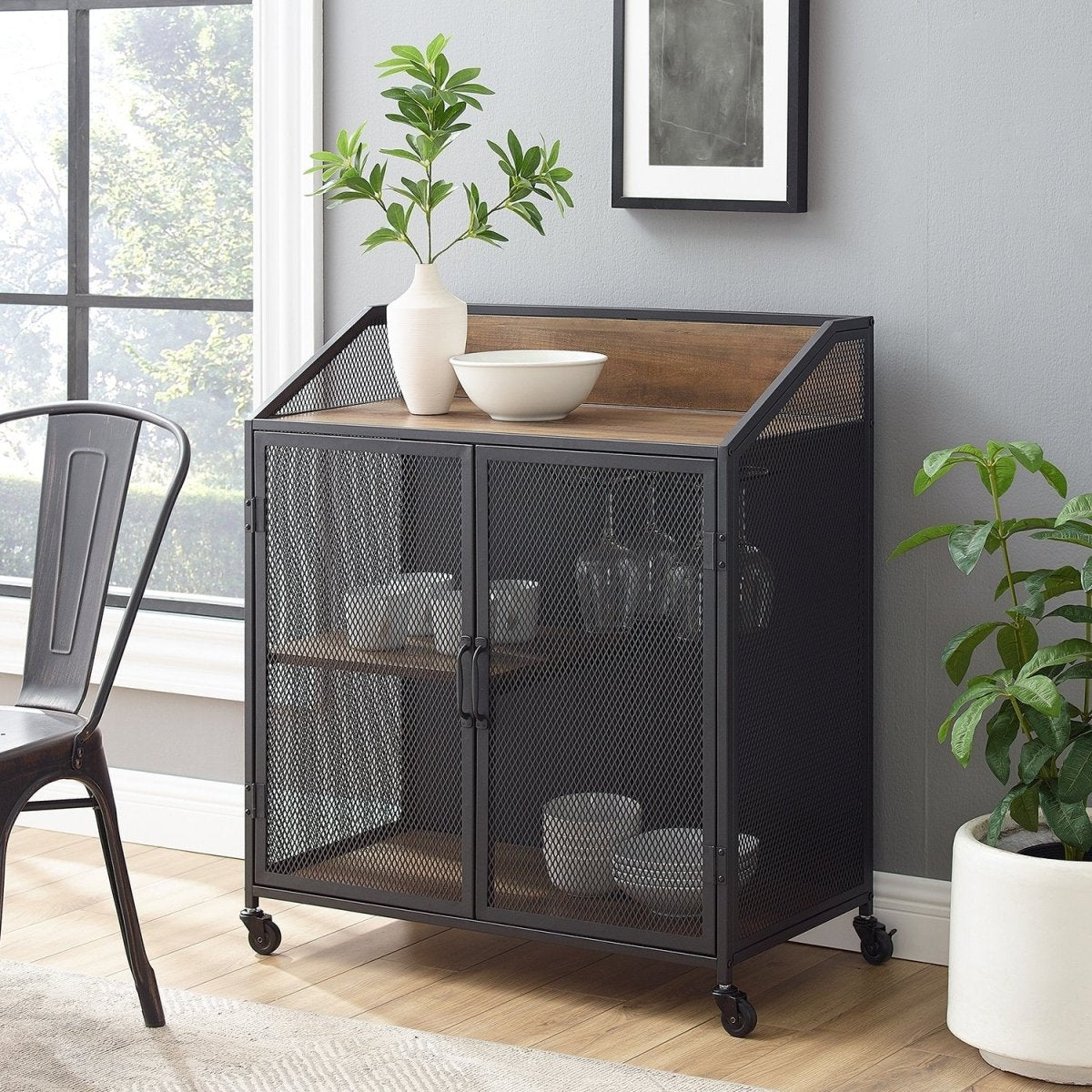 Walker Edison Sona Industrial Bar Cabinet