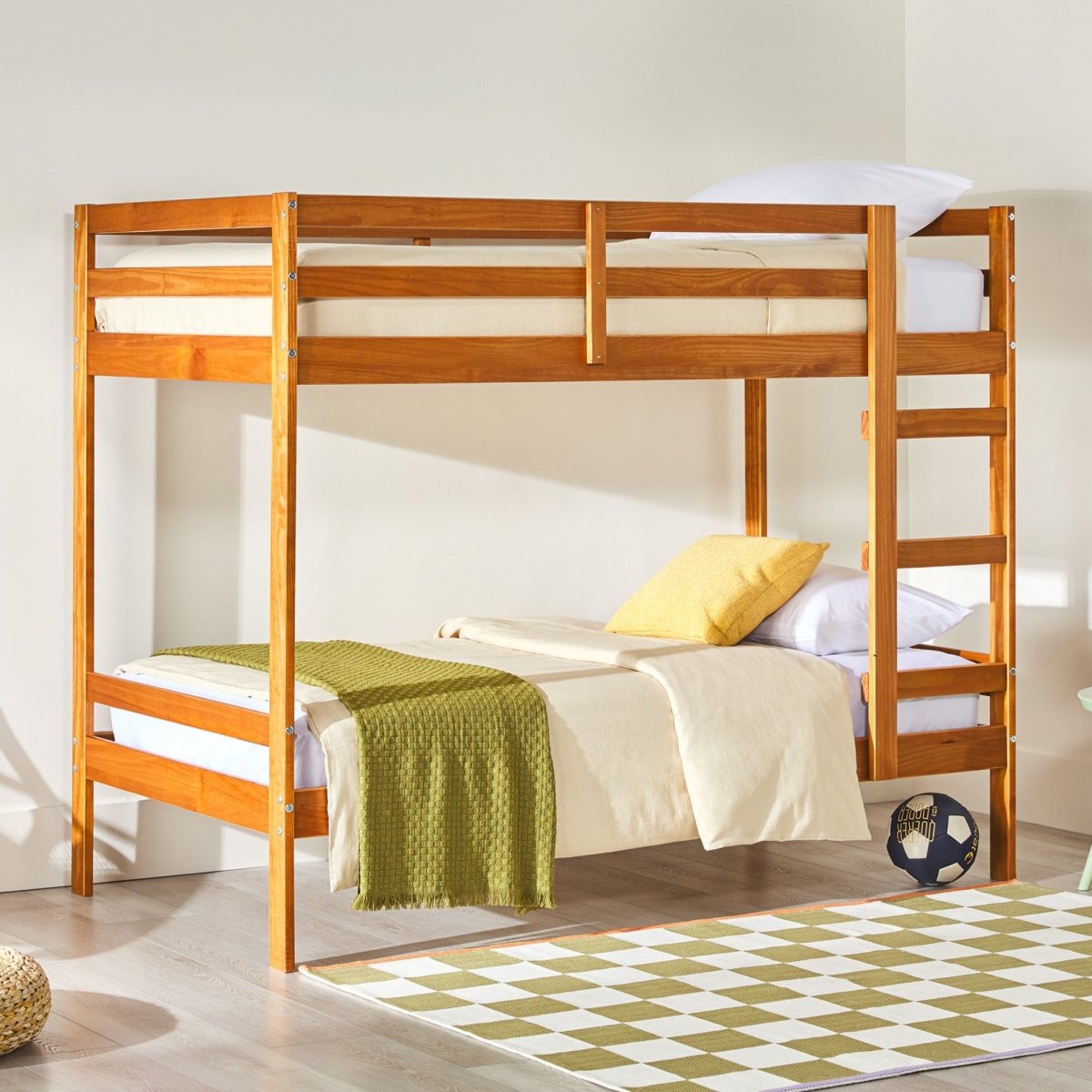 Walker Edison Sophie Simple Solid Wood Twin Over Twin Bunk Bed