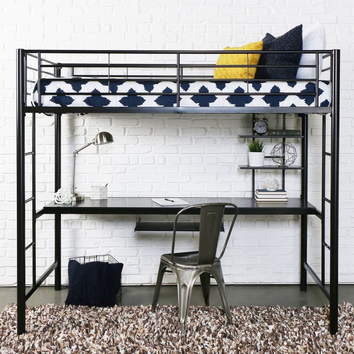 Walker Edison Sunset Twin over Workstation Bunk Bed