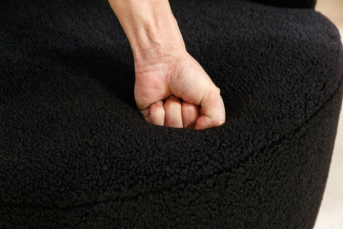 Walker Edison Teddy Swivel Accent Barrel Armchair, Black