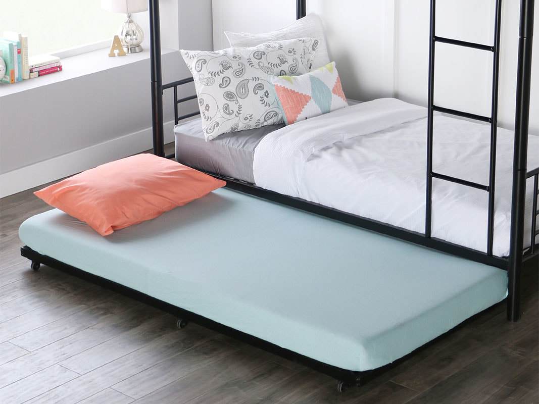 Walker Edison Twin Metal Trundle Bed Frame - Powder Coated Steel with Casters