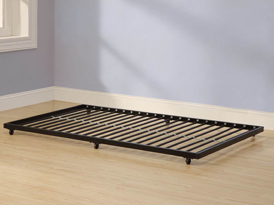 Walker Edison Twin Metal Trundle Bed Frame - Powder Coated Steel with Casters