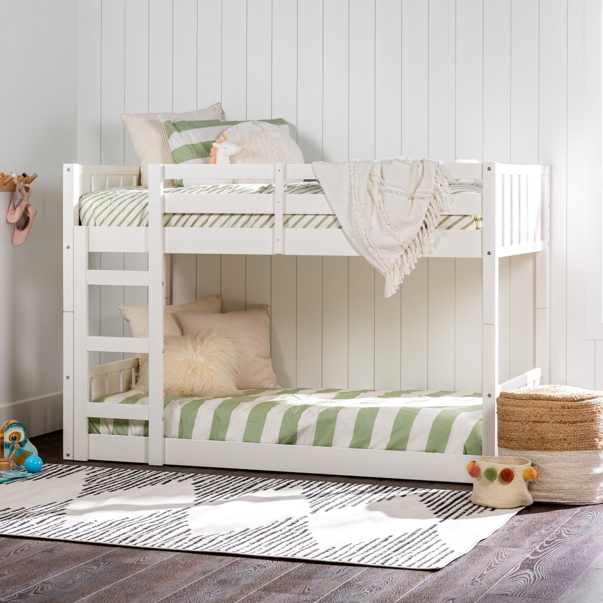 Walker Edison Twin Over Twin Solid Wood Slat Bunk Bed