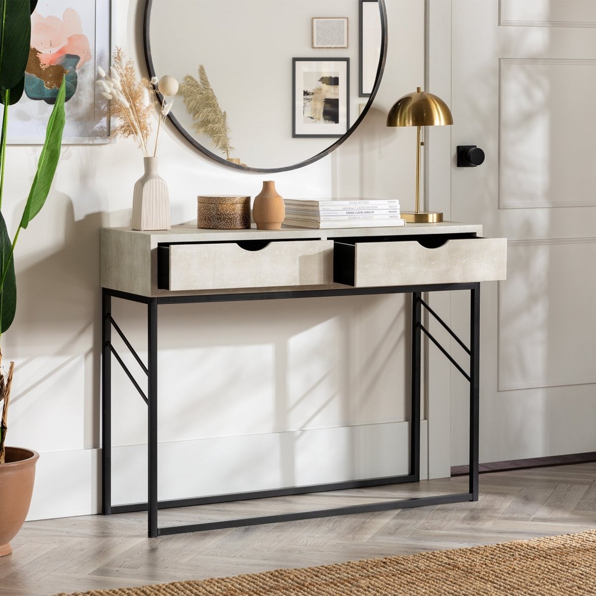 Walker Edison Vetti Faux Shagreen Console Table - 2 Drawer 41.75" MDF