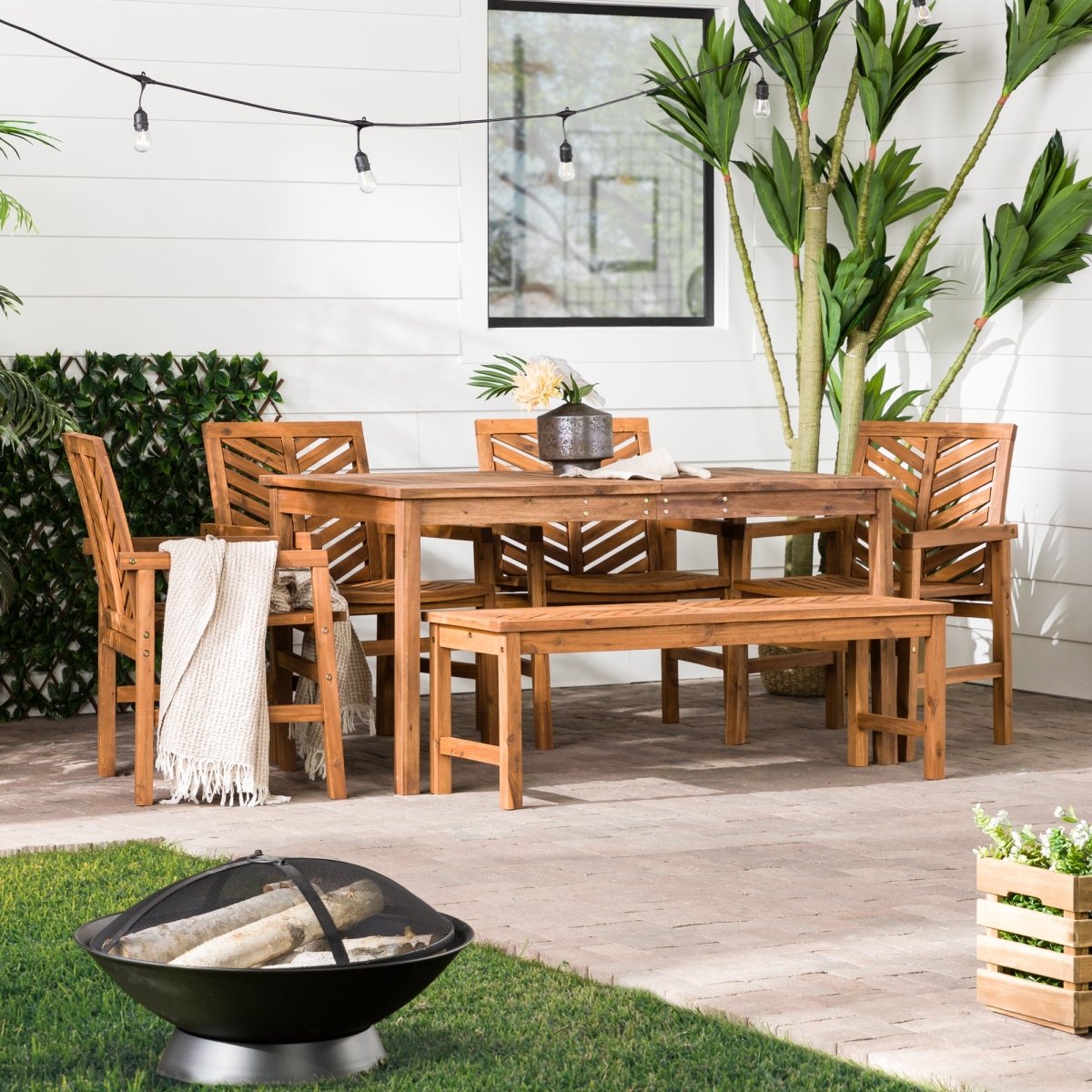 Walker Edison Vincent 6 - Piece Outdoor Patio Dining Set