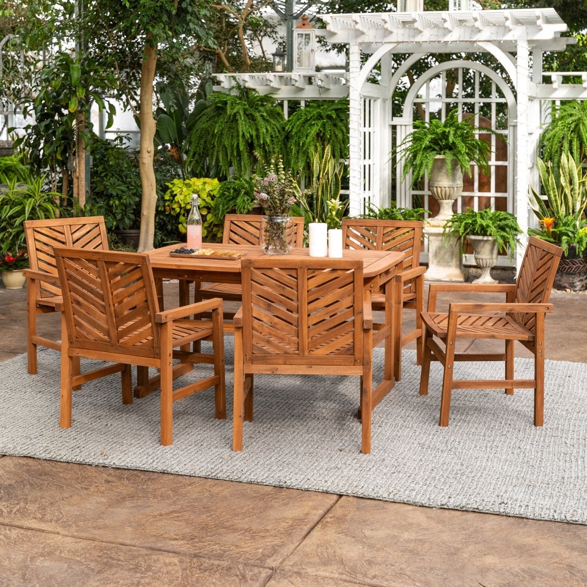 Walker Edison Vincent 7 - Piece Extendable Outdoor Patio Dining Set