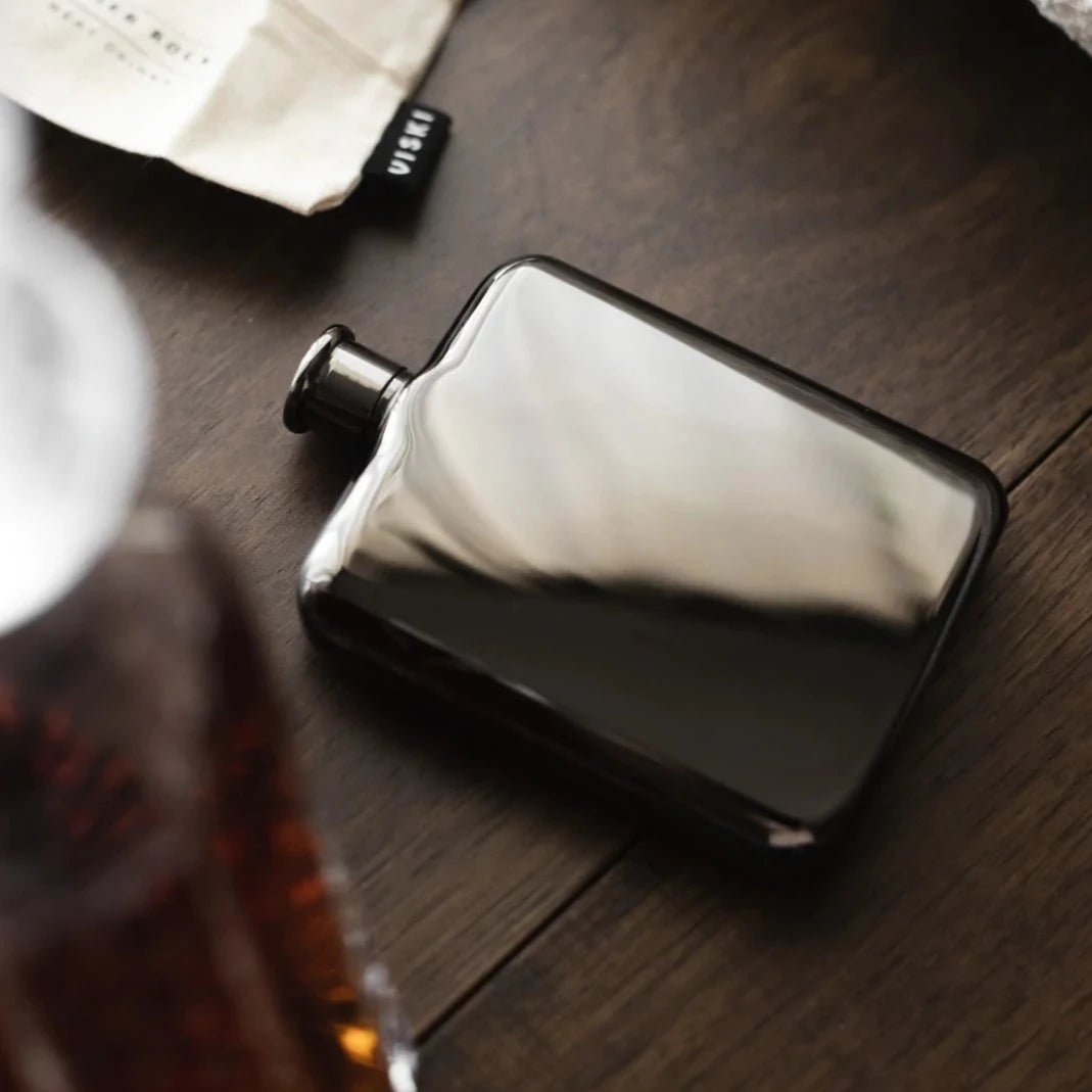Viski Warren Stainless Steel Flask, Gunmetal - lily & onyx