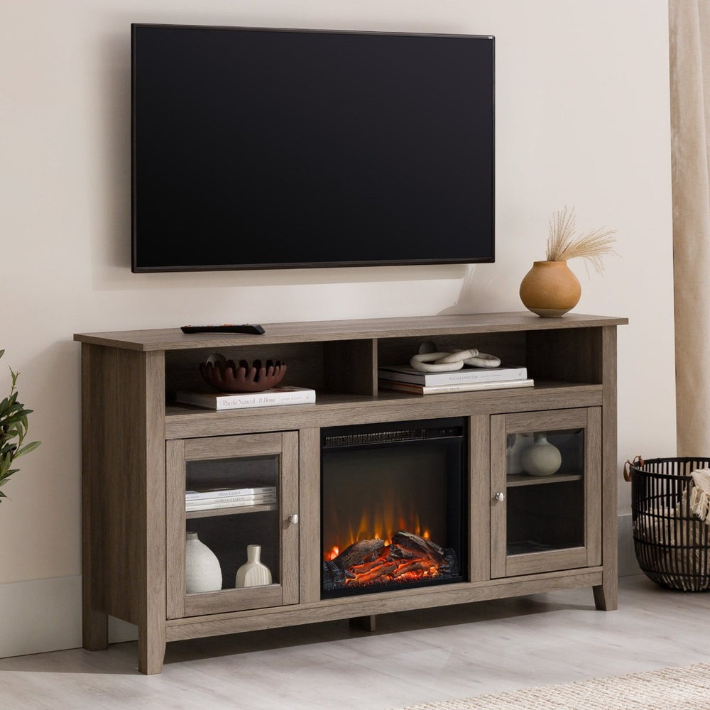 
                      
                        Walker Edison Wasatch 58" Transitional Fireplace Glass Wood TV Stand - lily & onyx
                      
                    