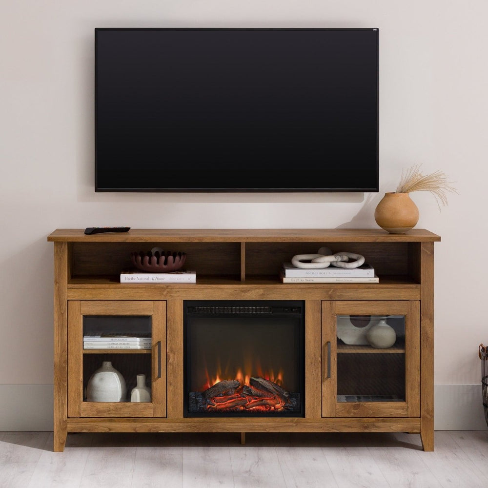 
                      
                        Walker Edison Wasatch 58" Transitional Fireplace Glass Wood TV Stand - lily & onyx
                      
                    