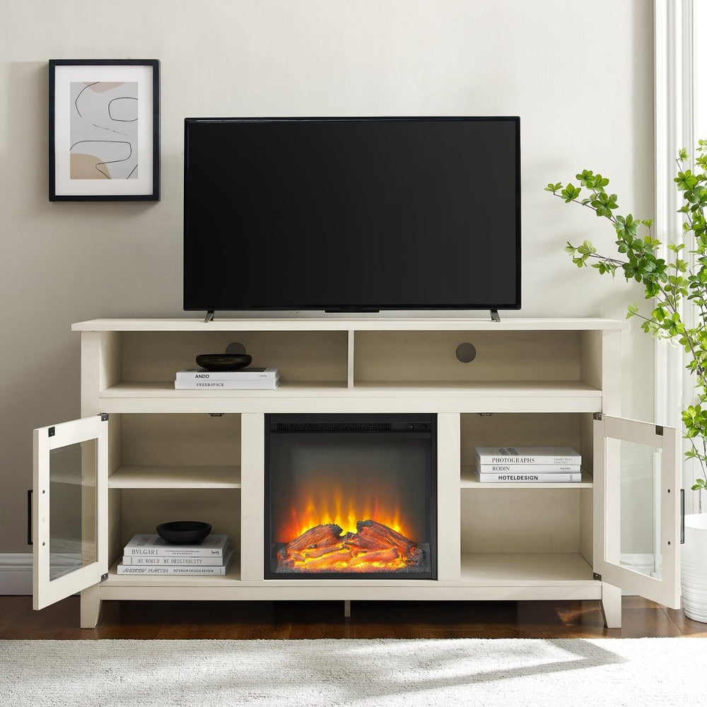 
                      
                        Walker Edison Wasatch 58" Transitional Fireplace Glass Wood TV Stand - lily & onyx
                      
                    