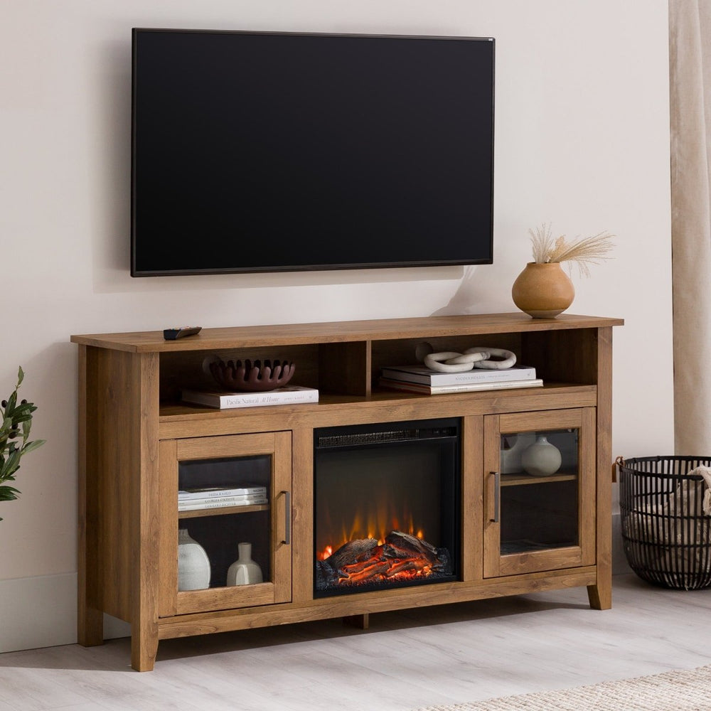 
                      
                        Walker Edison Wasatch 58" Transitional Fireplace Glass Wood TV Stand - lily & onyx
                      
                    