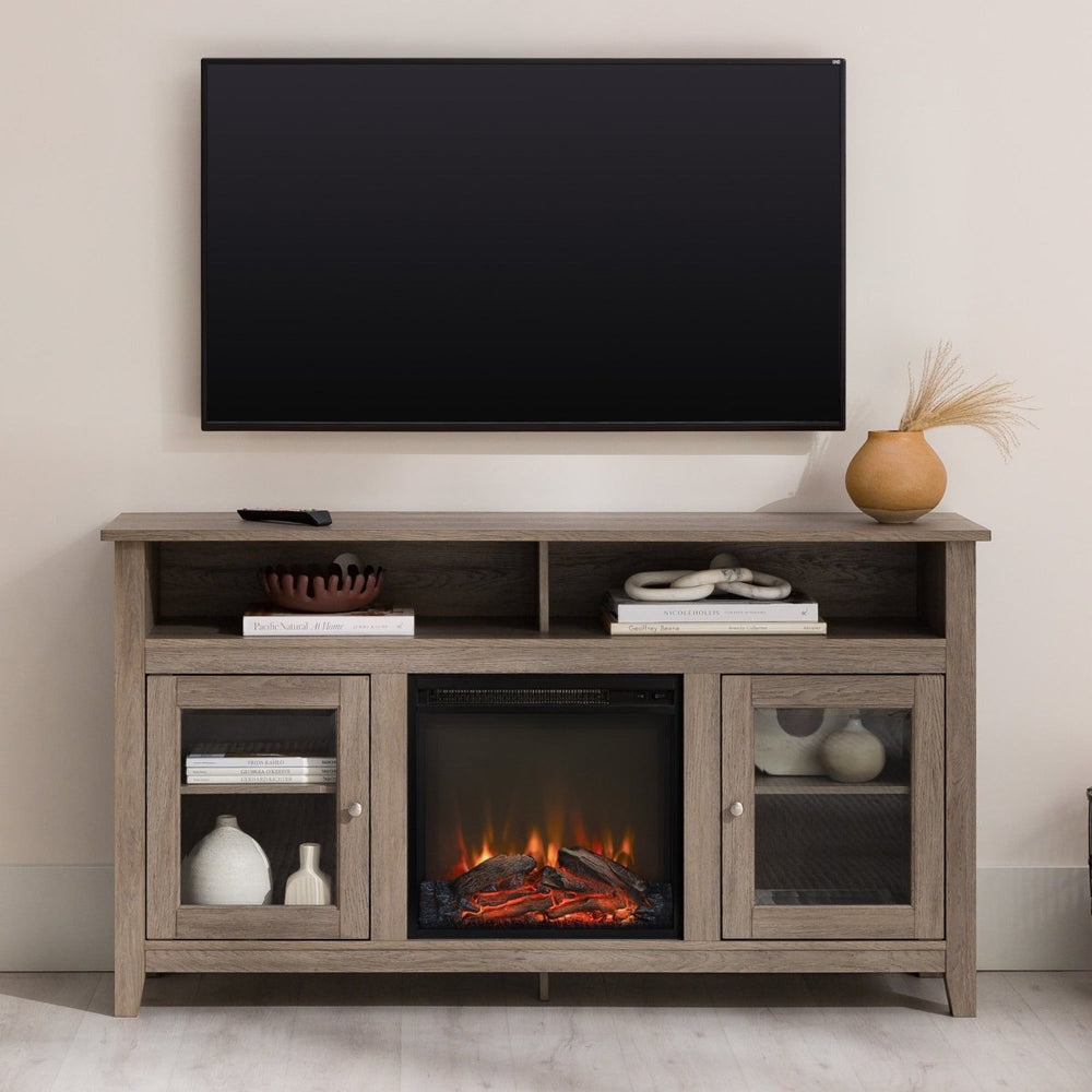 
                      
                        Walker Edison Wasatch 58" Transitional Fireplace Glass Wood TV Stand - lily & onyx
                      
                    