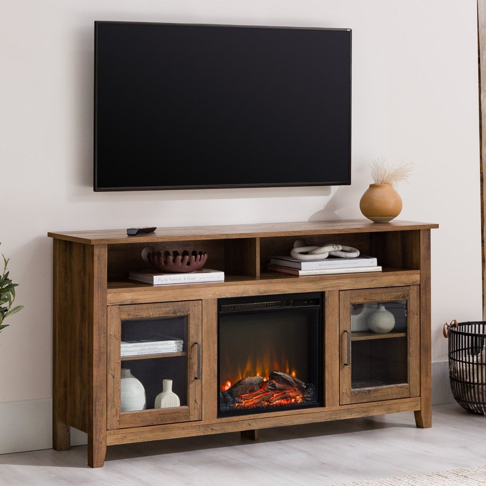 
                      
                        Walker Edison Wasatch 58" Transitional Fireplace Glass Wood TV Stand - lily & onyx
                      
                    