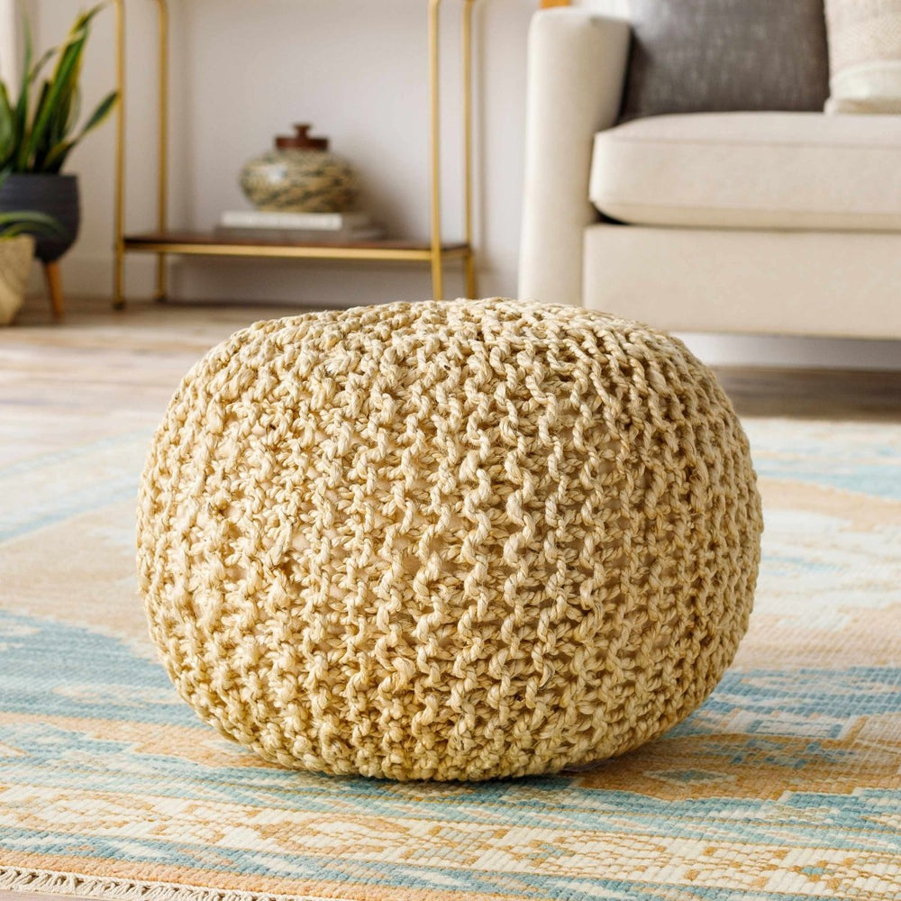 Boutique Rugs Watseka Jute Knitted Pouf - lily & onyx