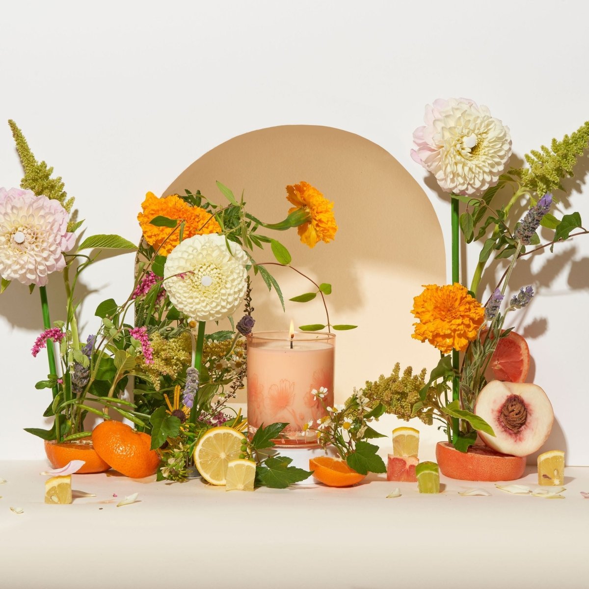 Wax Buffalo Dahlia Floral Soy Candle - 12oz Glass Jar, 55 - 65 Hour Burn Time