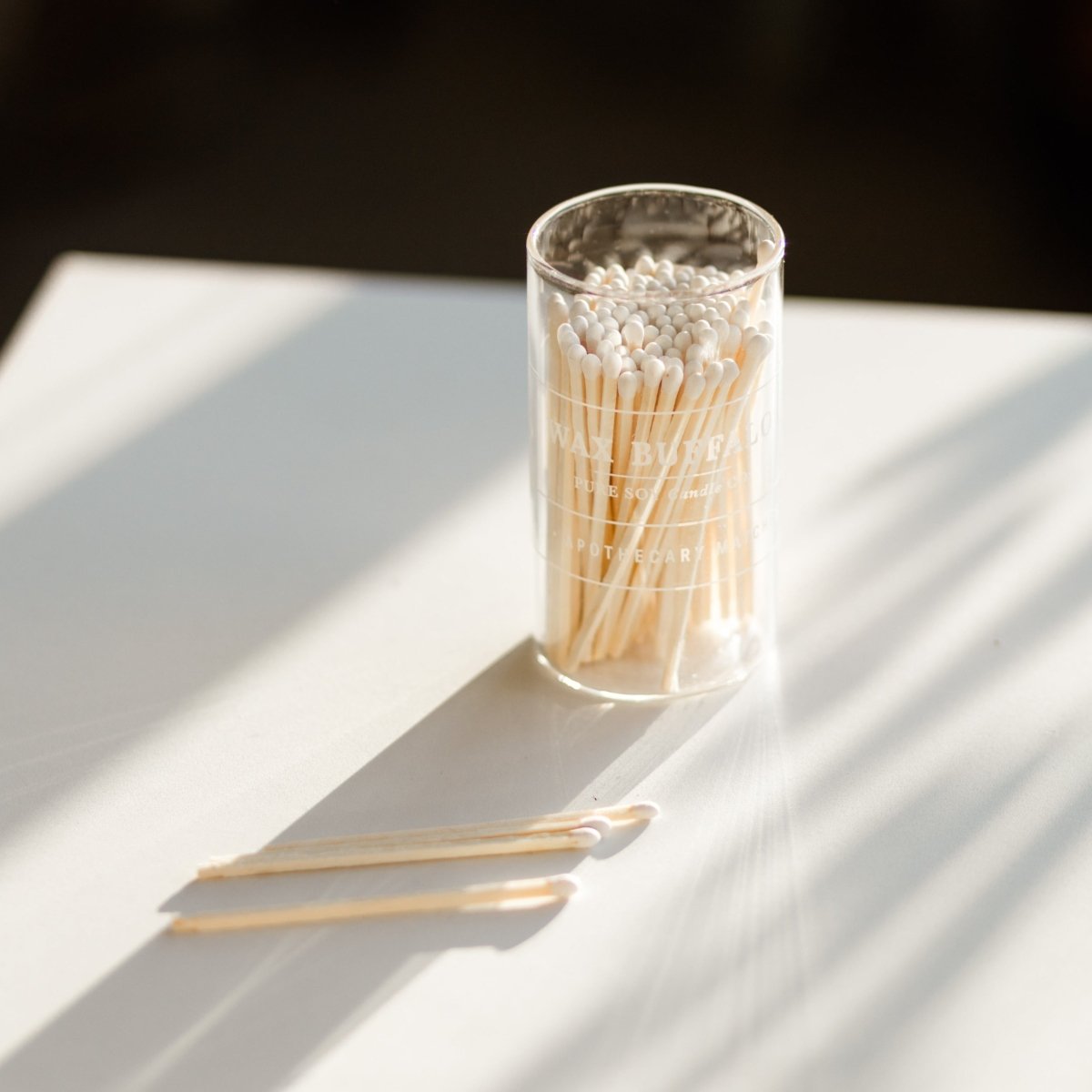 Wax Buffalo Handcrafted Glass Apothecary Match Bottle with Striker - Vintage