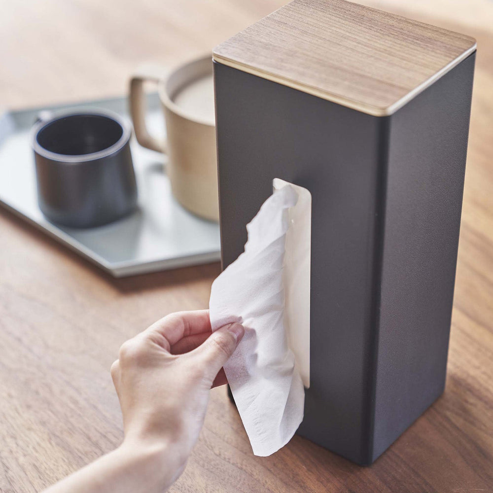 
                      
                        Two-Sided Steel & Wood Tissue Case
                      
                    