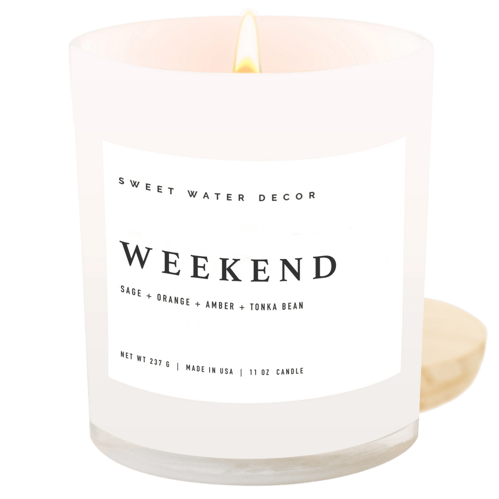 Sweet Water Decor Weekend Soy Candle - White Jar - 11 oz - lily & onyx