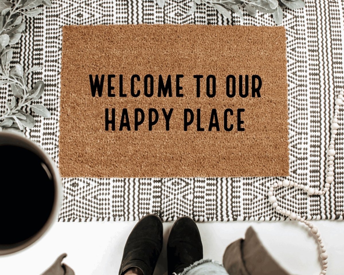 The Doormat Co. Welcome To Our Happy Place Doormat - lily & onyx